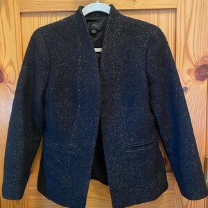 JCrew Going Out Blazer (6) in black with gold sparkle tweed